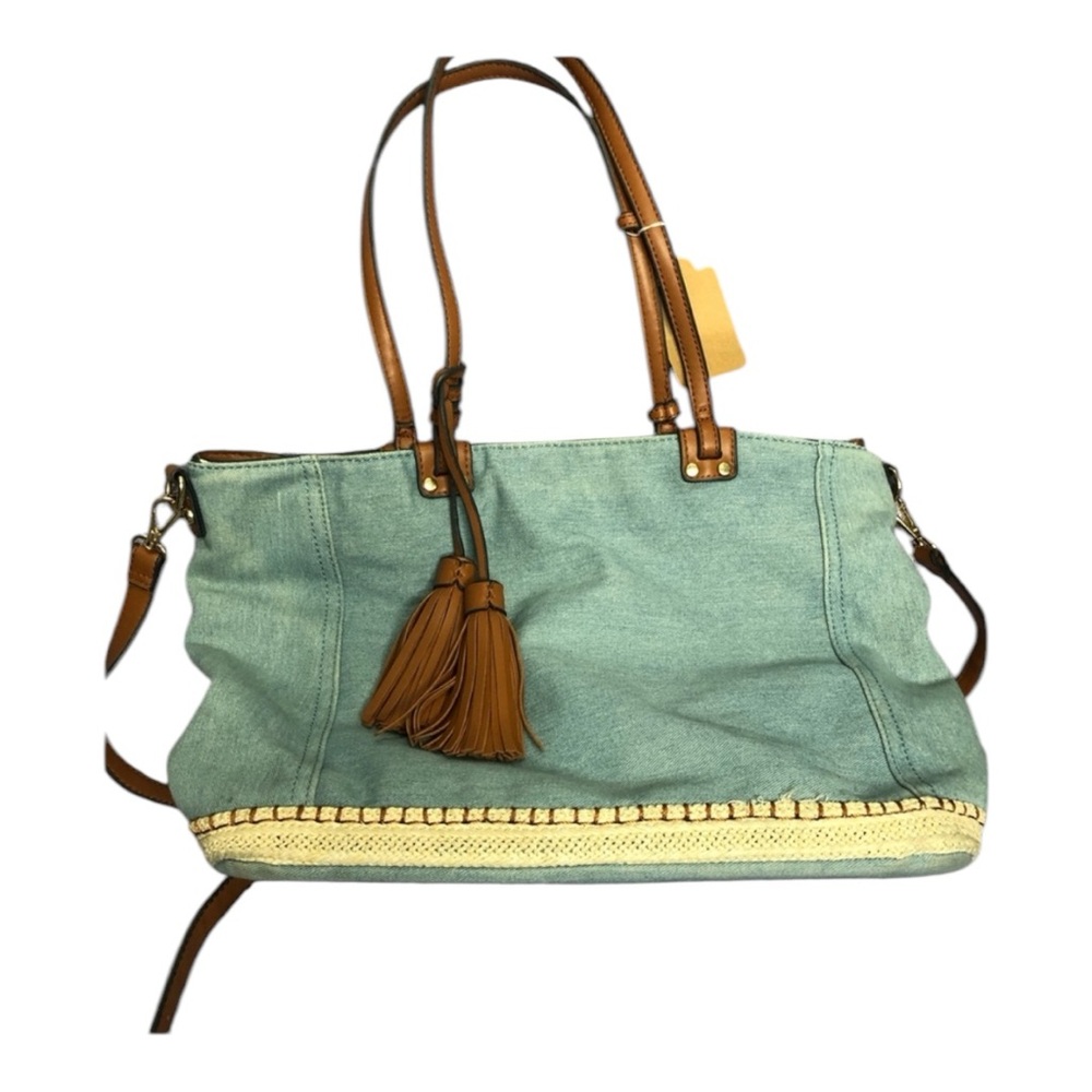 Urban Expressions Blue Denim Santorini Tote with Crossbody Adjustable Strap